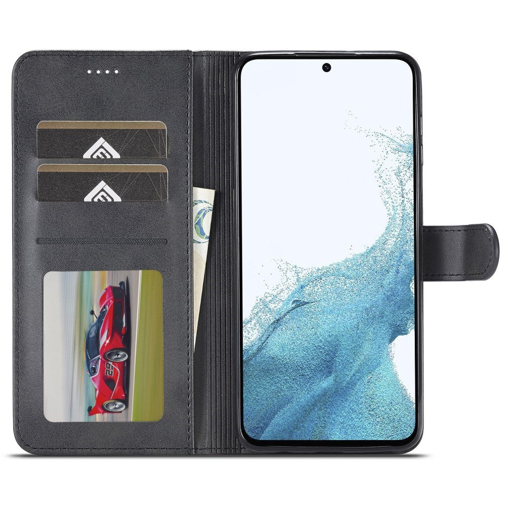 EIDERWOOD Samsung Galaxy S23 FE Konstläder Plånbokfordral med Stativ - Svart