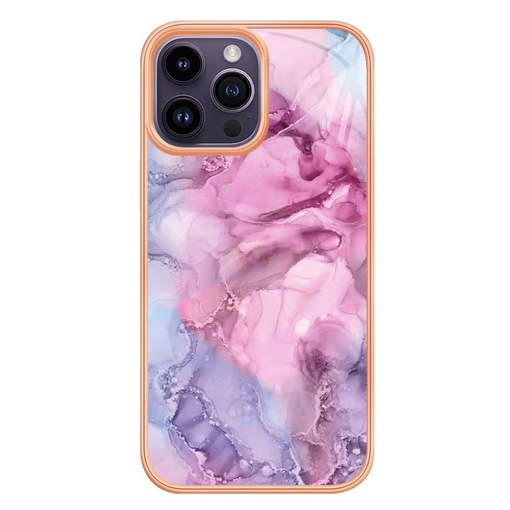 iPhone 15 Pro Plast Skal - Rosa Marmor