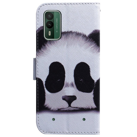 Nokia XR21 PU-Läder Plånboksfodral m. Tryck - Panda