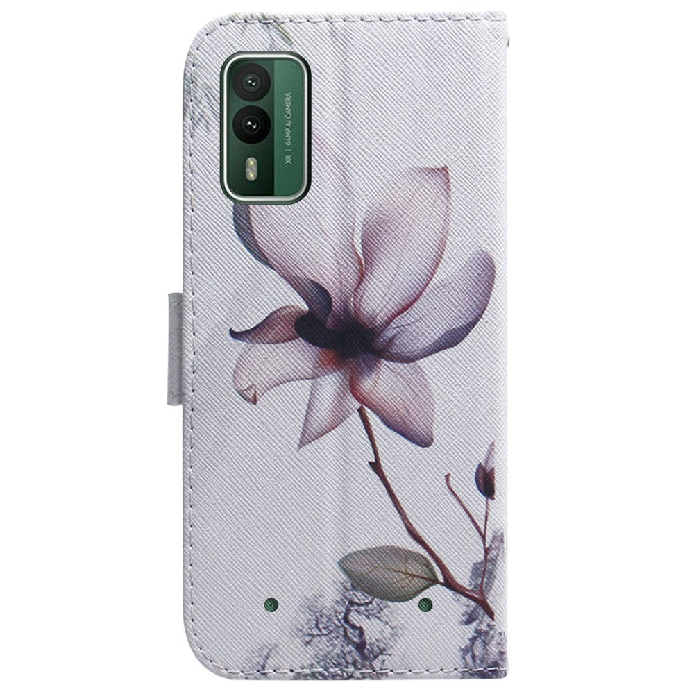 Nokia XR21 PU-Läder Plånboksfodral m. Tryck - Blomma