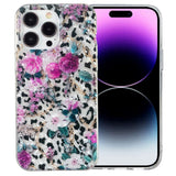 iPhone 15 Pro Flexibelt Plastskal - Leopard och Blommönster