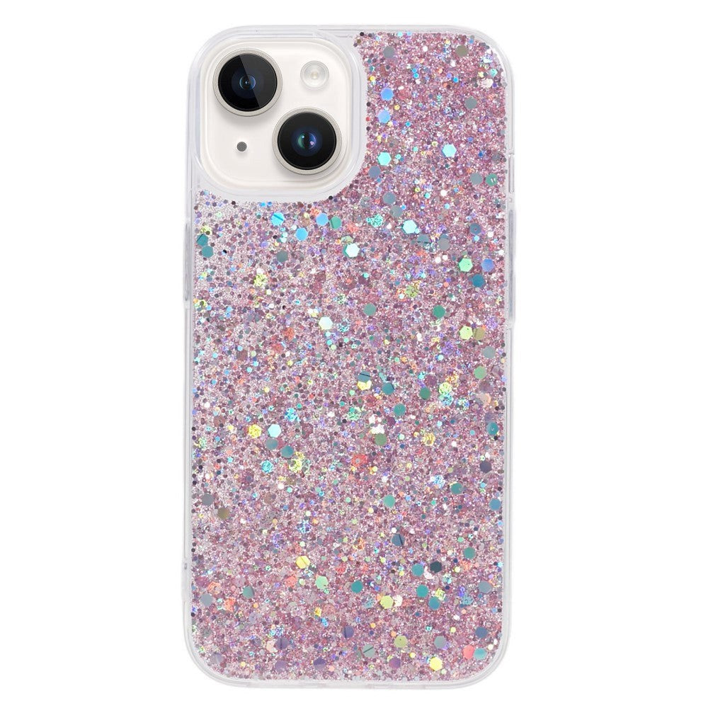 iPhone 15 Skal - Rosa Glitter