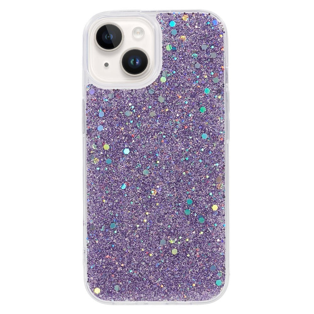 iPhone 15 Skal - Lila Glitter