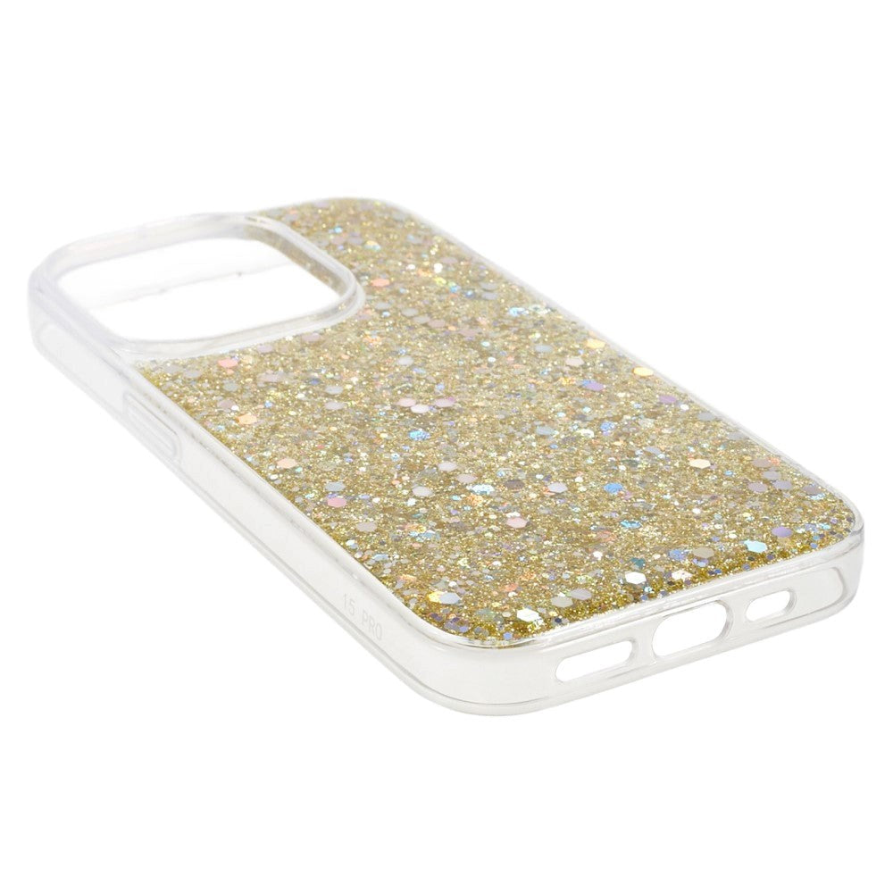 iPhone 15 Pro Glitter Skal - Guld