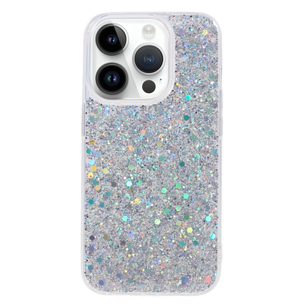 iPhone 15 Pro Glitter Skal - Silver