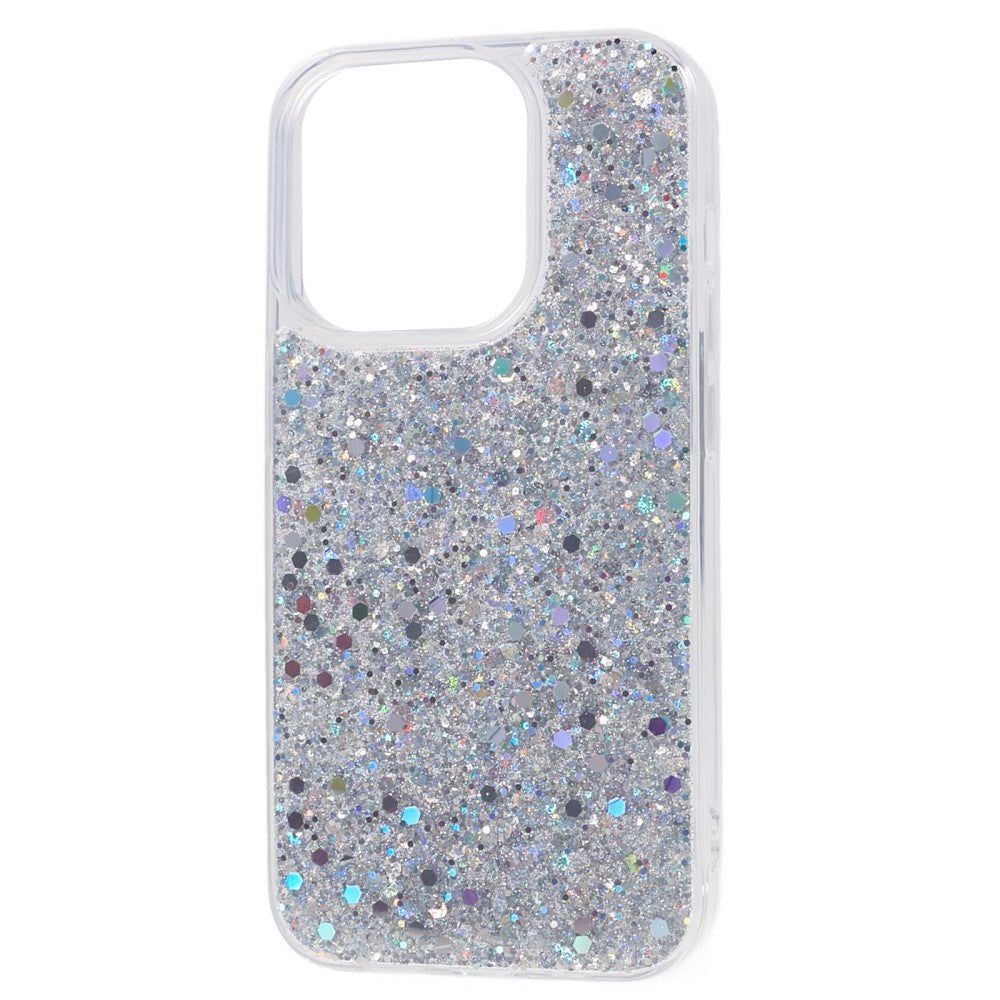 iPhone 15 Pro Glitter Skal - Silver