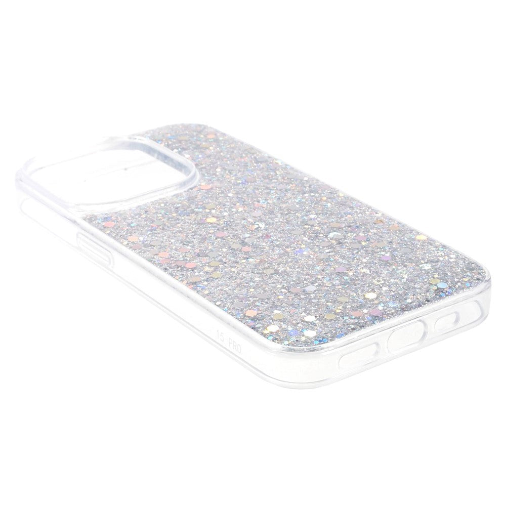 iPhone 15 Pro Glitter Skal - Silver