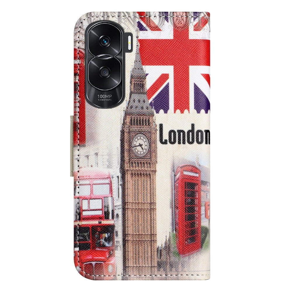 Honor 90 Lite Läder Fodral m. Plånbok & Stativ - London Big Ben