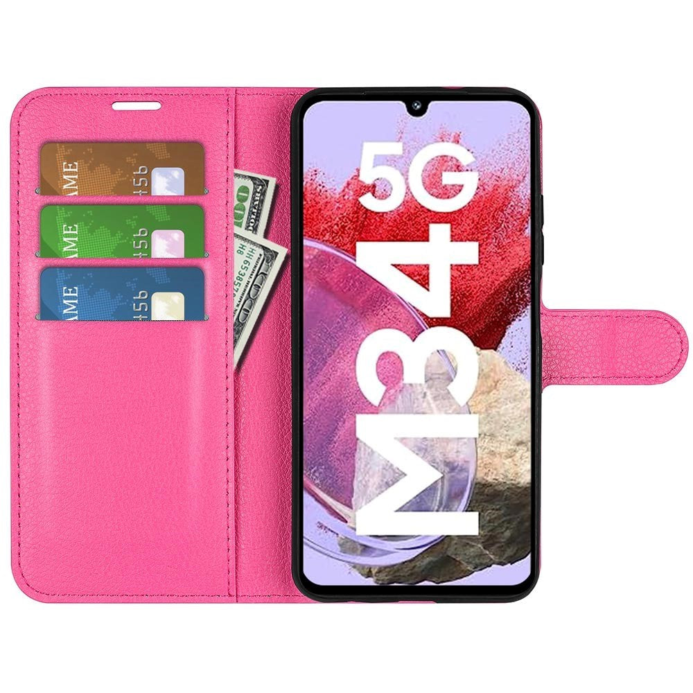 Samsung Galaxy M34 (5G) / F34 (5G) Litchi Konstläder Fodral m. Plånbok - Rosa