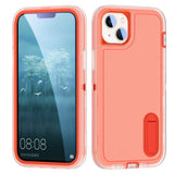 iPhone 15 Hybrid Skal med Stativfunktion - Orange / Transparent