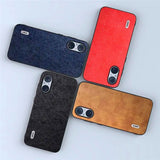 Sony Xperia 5 V Litchi Läderklätt Plastskal - Röd