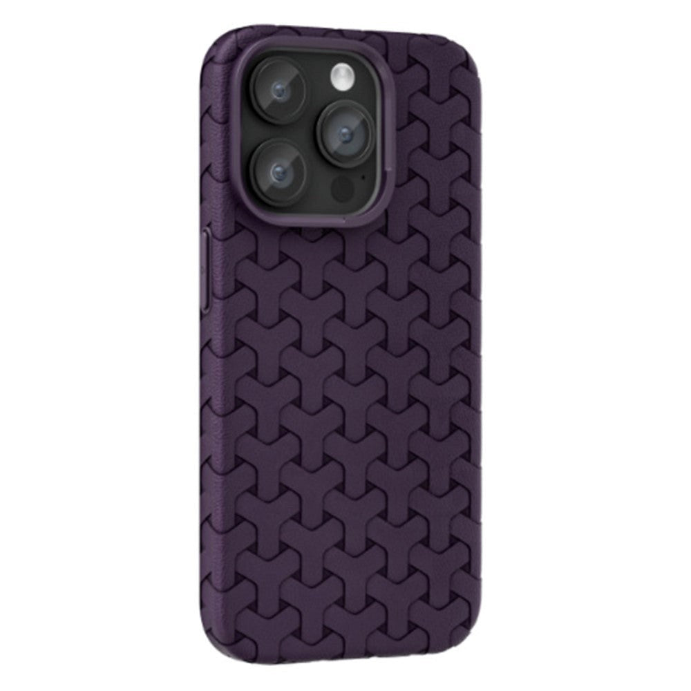 iPhone 15 Pro Max Flexibelt Plastskal - Flätad Textur - Lila