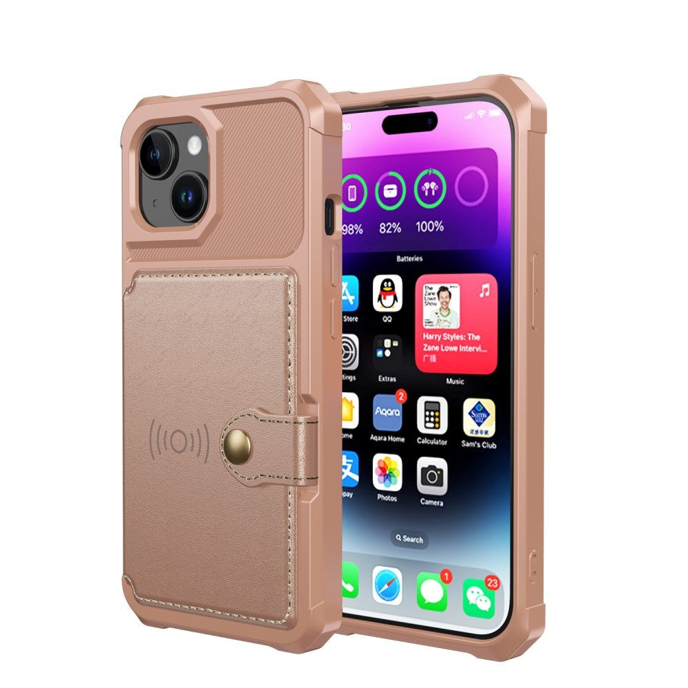 iPhone 15 Hybrid Skal med Plånbok - Rose Gold