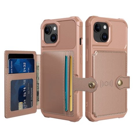 iPhone 15 Hybrid Skal med Plånbok - Rose Gold