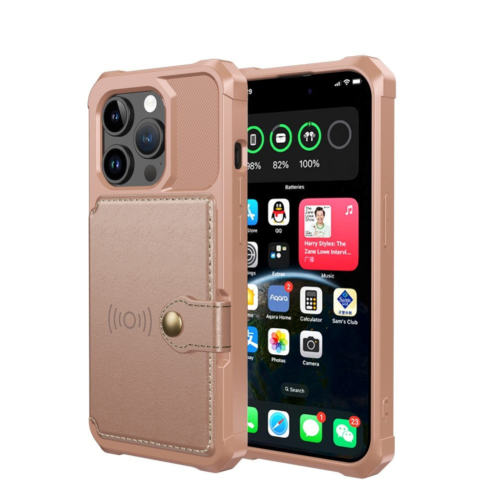 iPhone 15 Pro Hybrid Skal med Plånbok - Rose Gold