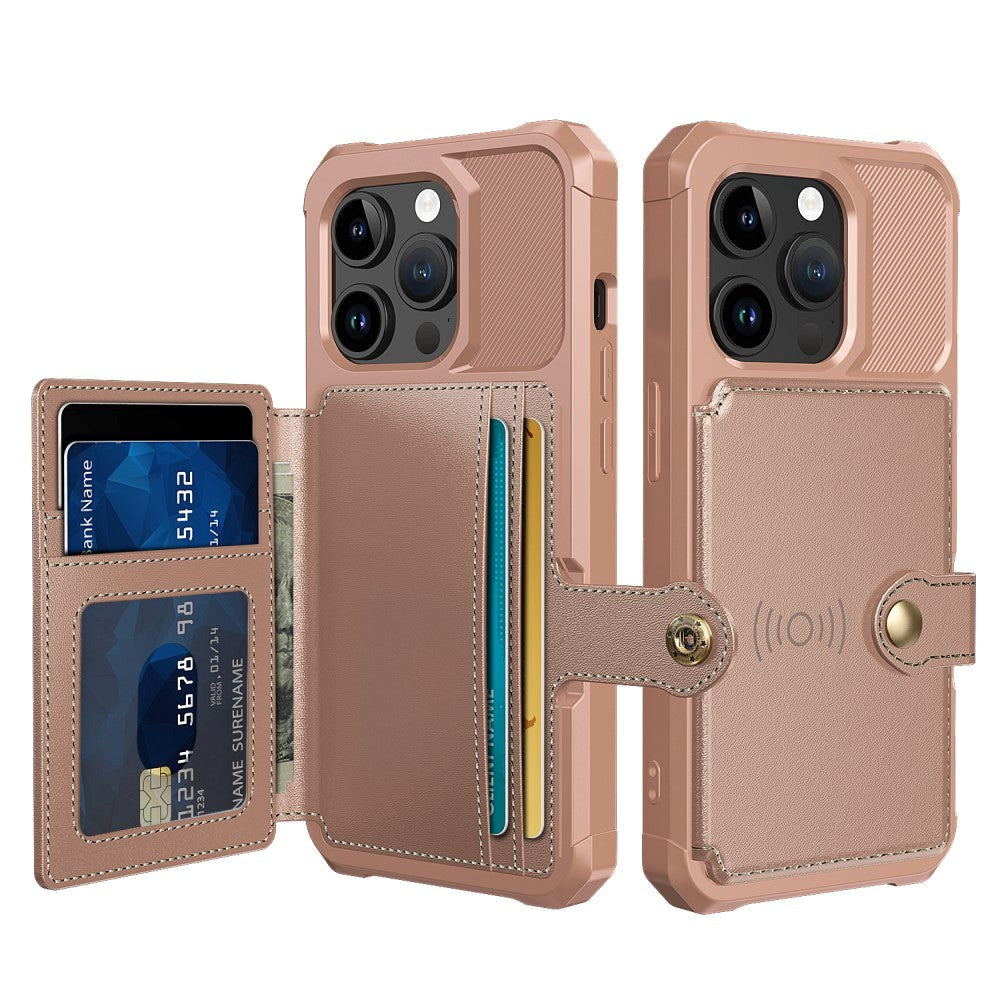 iPhone 15 Pro Hybrid Skal med Plånbok - Rose Gold