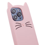 iPhone 13 Pro Silikon Skal m. 3D Katt - Rosa