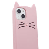 iPhone 13 Silikon Skal m. 3D Katt - Rosa