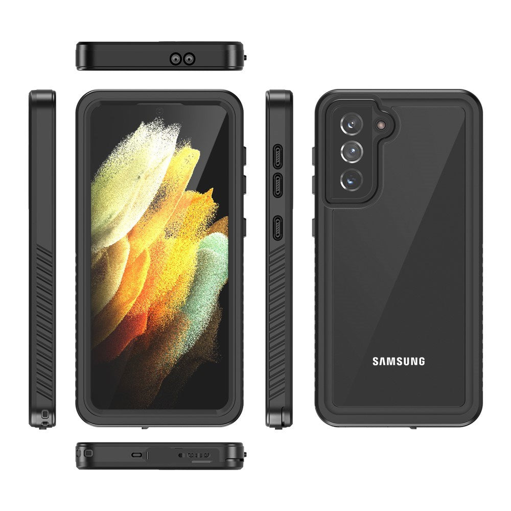 Samsung Galaxy S21 - Vattentätt Hybrid Skal m. Inbyggt Skärmskyddsfilm - Genomskinlig / Svart