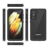 Samsung Galaxy S21 - Vattentätt Hybrid Skal m. Inbyggt Skärmskyddsfilm - Genomskinlig / Svart