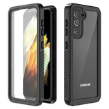 Samsung Galaxy S21 - Vattentätt Hybrid Skal m. Inbyggt Skärmskyddsfilm - Genomskinlig / Svart