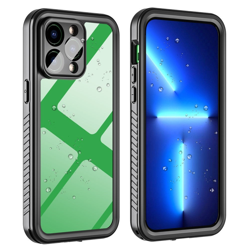 iPhone 14 Pro Max IP68 Damm- & Vattentätt Skal - Genomskinlig / Svart