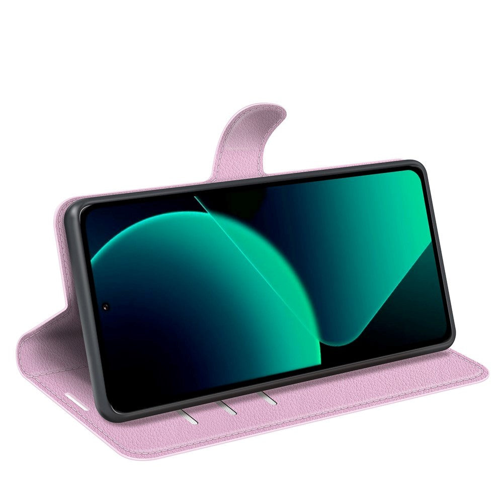 Xiaomi 13T / 13T Pro Litchi Plånboksfodral m. Imitationsläder - Rosa