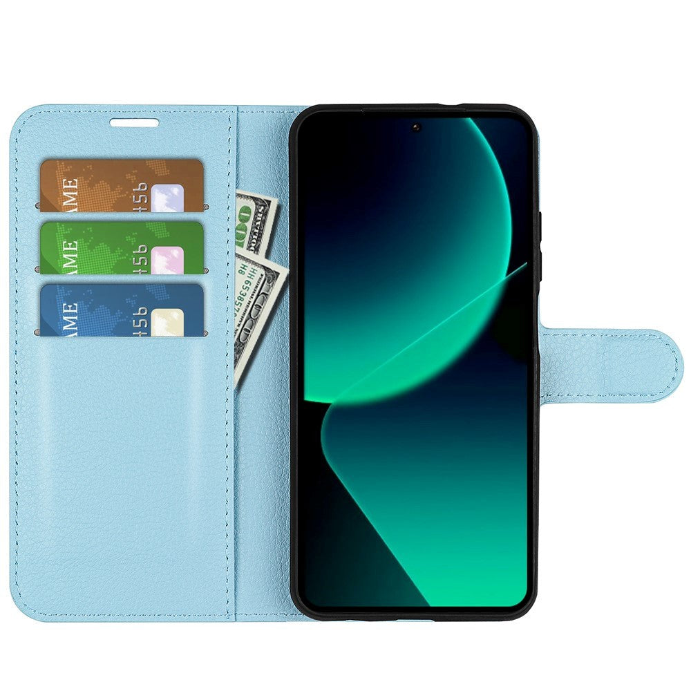 Xiaomi 13T / 13T Pro Litchi Plånboksfodral m. Imitationsläder - Blå