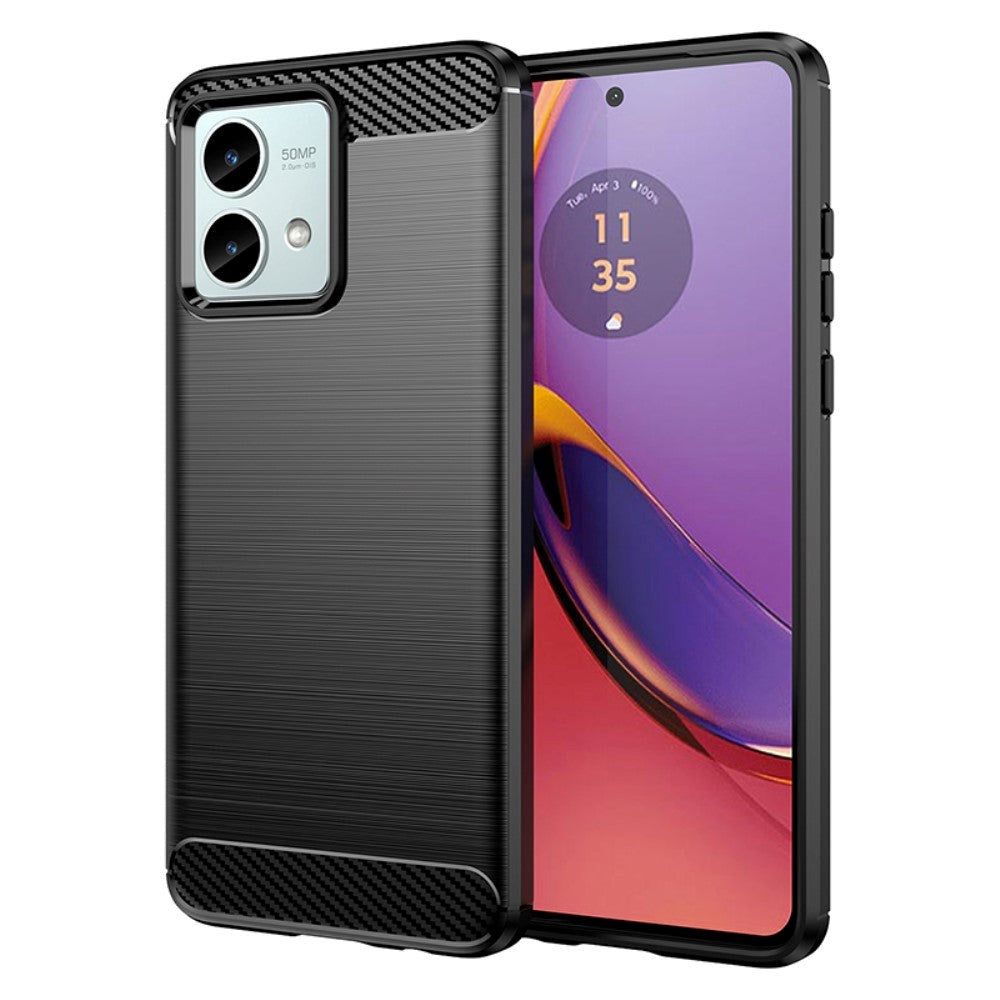 Motorola Moto G84 Brushed Carbon Plast Skal - Svart