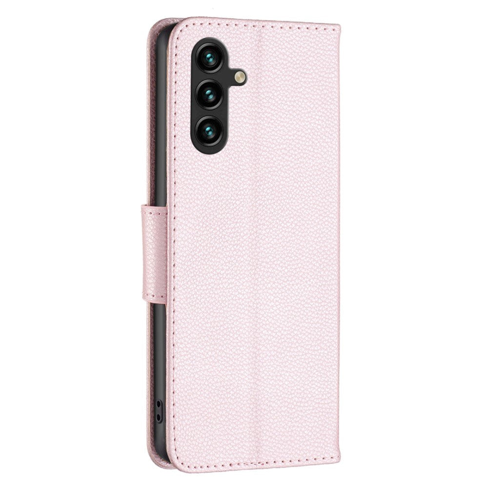 Samsung Galaxy A15 (5G) / A15 Plånboksfodral Litchi-textur - Rose Gold