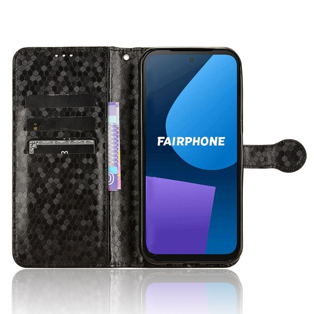 Fairphone 5 Plånboksfodral m. Rem - Hexagongravyr - Svart