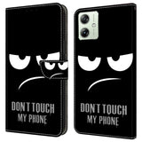 Motorola Moto G54 PU-Läder Plånboksfodral m. Tryck - "Don't Touch My Phone"