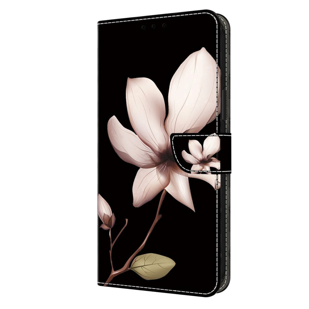 Motorola Moto G54 PU-Läder Plånboksfodral m. Tryck - Blomma