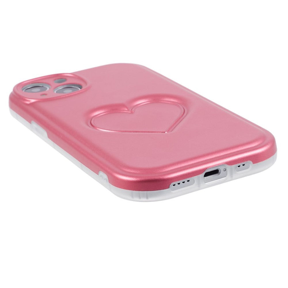 iPhone 15 Flexibelt Plastskal med Hjärta - Pink