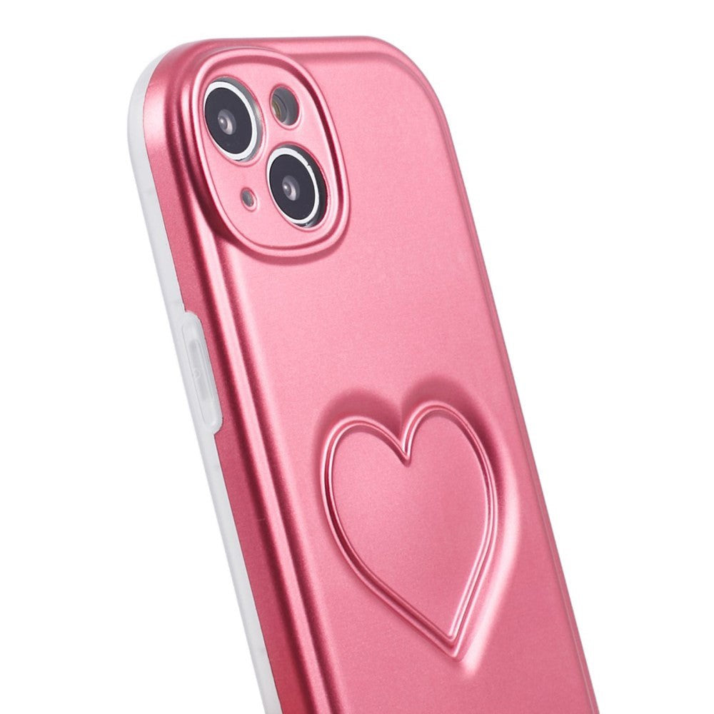 iPhone 15 Flexibelt Plastskal med Hjärta - Pink