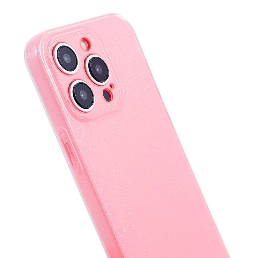 iPhone 15 Pro Flexibelt Plastskal med Glitter - Rosa