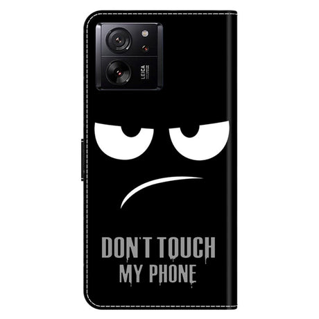 Xiaomi 13T / 13T Pro PU-Läder Plånboksfodral m. Tryck - "Don't Touch My Phone"