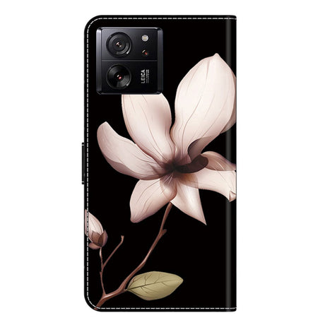 Xiaomi 13T / 13T Pro PU-Läder Plånboksfodral m. Tryck - Blomma