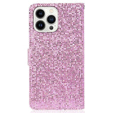 iPhone 15 Pro Plånboksfodral med Rem - Rosa Glitter