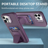 iPhone 15 Pro Max Skal Flexibel Plast med Korthållare & Kickstand - Lilla