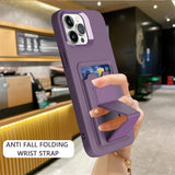 iPhone 15 Pro Max Skal Flexibel Plast med Korthållare & Kickstand - Lilla