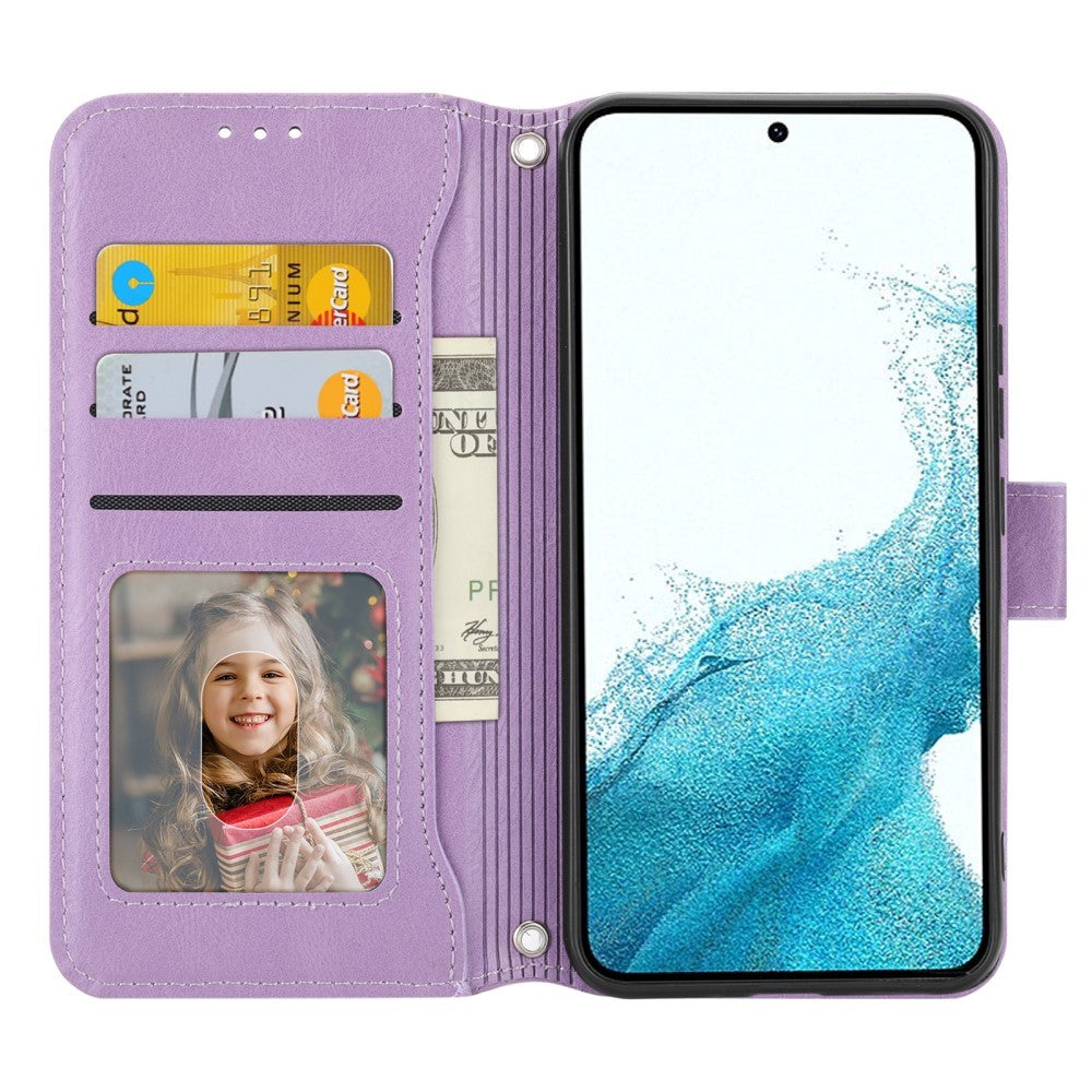 Samsung Galaxy A25 (5G) Läderflip Fodral m. Zip Pocket & Strap - Lila