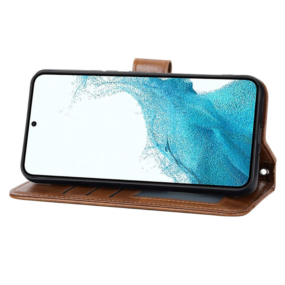 Samsung Galaxy A25 (5G) Läderflip Fodral m. Zip Pocket & Strap - Brun