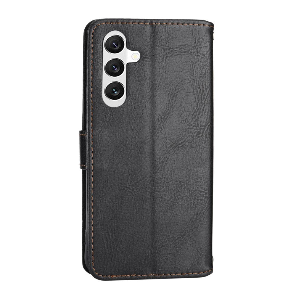 Samsung Galaxy A25 (5G) Läderflip Fodral m. Zip Pocket & Strap - Svart