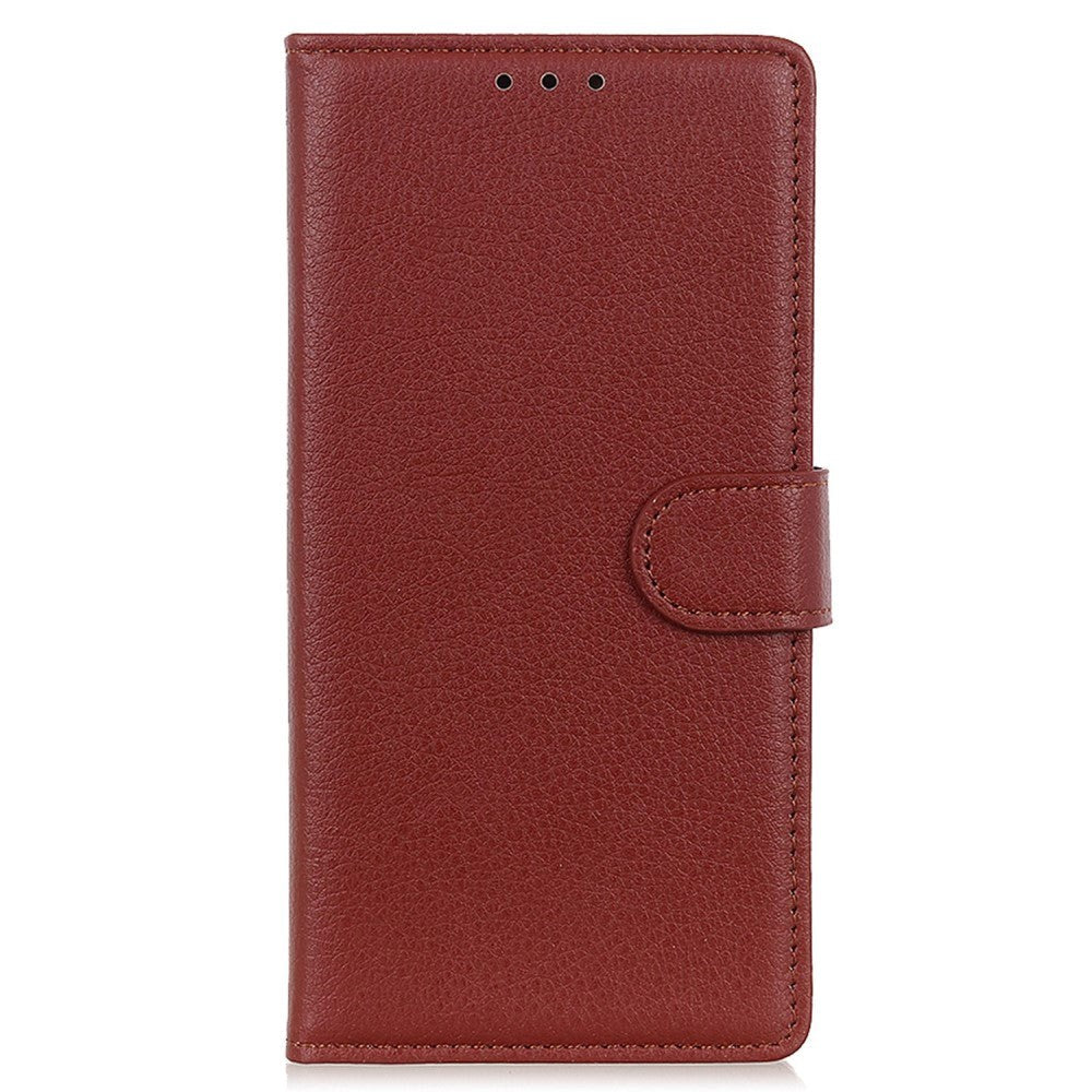 Samsung Galaxy S24 Ultra Litchi Læder Flip Cover m. Pung - Brun