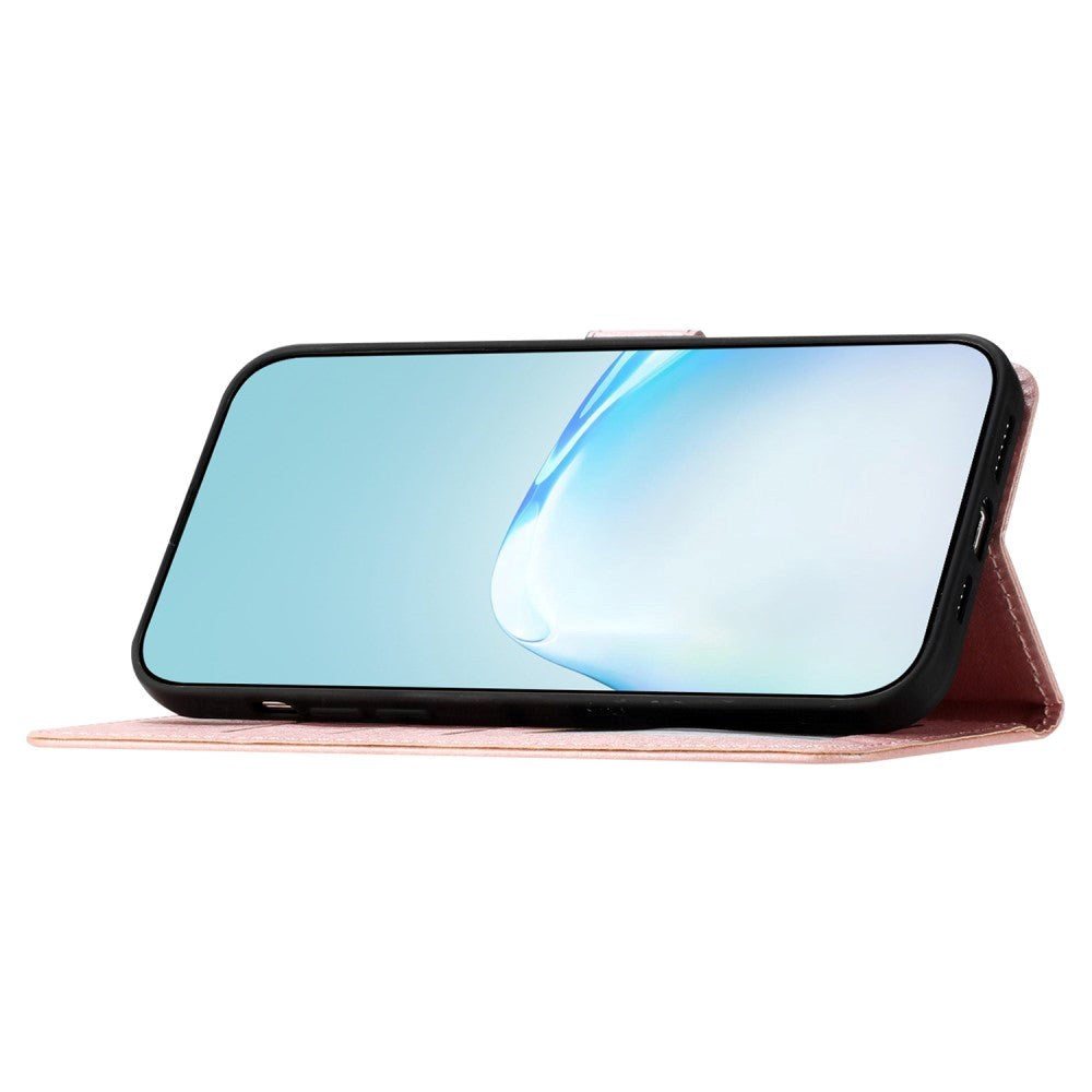 Samsung Galaxy A15 (5G) / A15 Plånboksfodral med Rem - Imitationsläder - Rose Gold