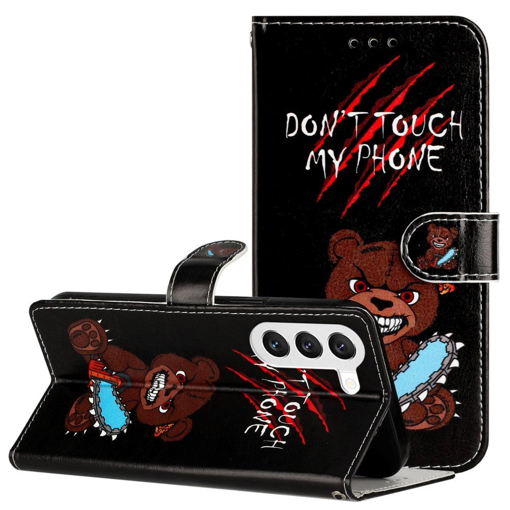 Samsung Galaxy S24 Läder Plånboksfodral med Rem - "Don't Touch My Phone"