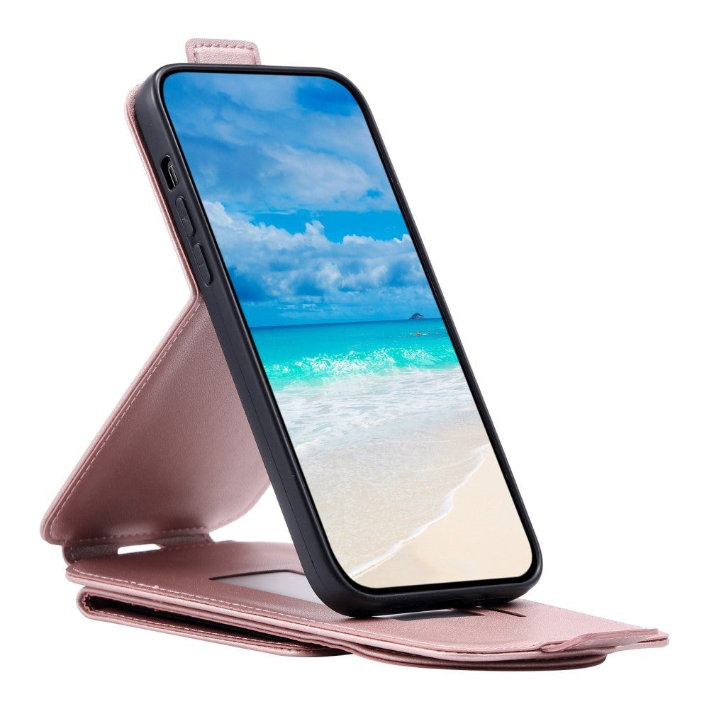 Samsung Galaxy S24 Ultra Vertikalt Konstläder Plånboksfodral med Stativ Funktion / Rem - Rose Gold