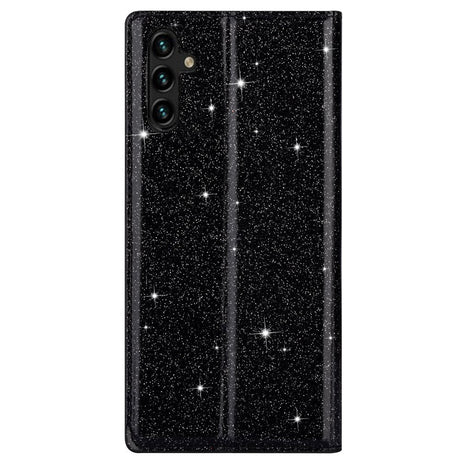 Samsung Galaxy A15 (5G) / A15 Läder Flip Fodral med Plånbok - Glitter - Svart