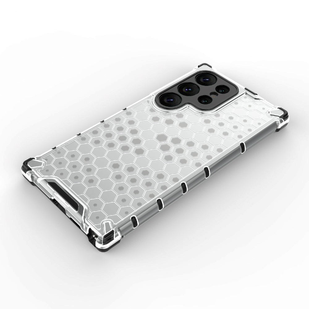 Samsung Galaxy S24 Ultra Skal Hybridplast - Honeycomb Grå